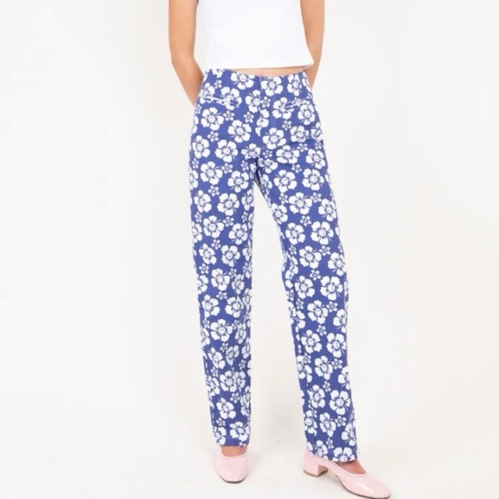 Holiday the Label Floral Blue and White Pants